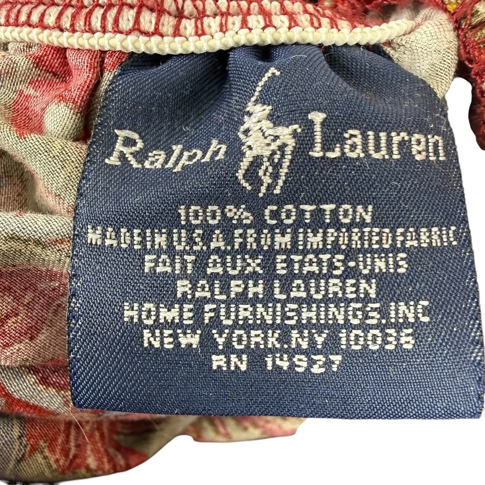 Ralph Lauren Galahad Queen Size Fitted Sheet Red Floral Paisley Cotton Sateen